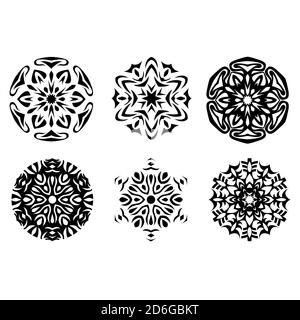 Vector Schneeflocken eingestellt. Abbildung: Feiertage. Schnee Neujahr verzieren. Weihnachten Element Schneeflocke Silhouette Cliparts. Winterdekoration. . Vektorgrafik Stock Vektor