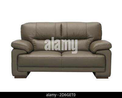 Elegante braune Ledercouch isoliert auf weißem Hintergrund Stockfoto