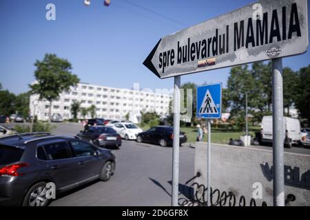 Mamaia, Rumänien - 4. Juli 2020: Details aus dem Mamaia Resort am Schwarzen Meer während des Covid-19 Ausbruchs an einem Sommertag Morgen. Stockfoto