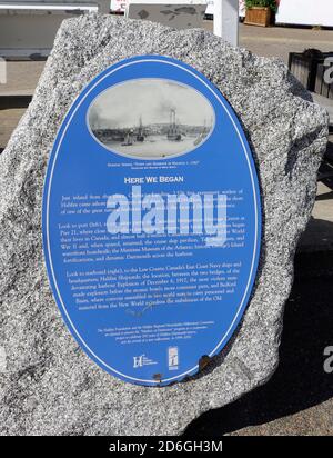 Halifax Nova Scotia Kanada Historische Plakette 2576 Erste Siedler Gelandet Hier im Juni 1749 die Halifax Foundation Markers of Distinction Feiere 250 Ye Stockfoto