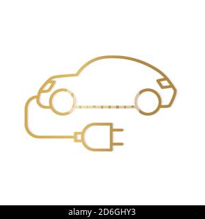 goldene Elektroauto Symbol-Vektor-Illustration Stock Vektor