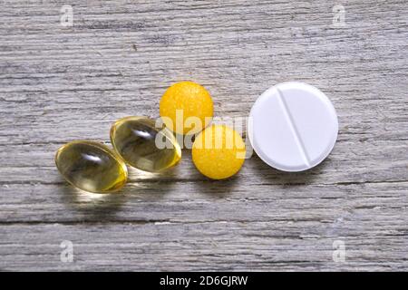 Vitamin d3, Vitamine b komplex und Vitamin c ergänzt Bild Stockfoto
