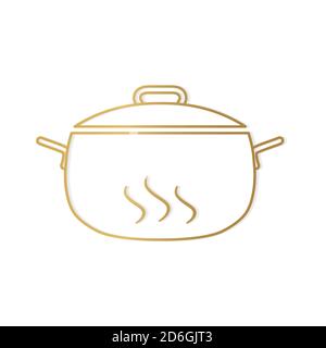 goldenes Kochtopf Symbol- Vektor-Illustration Stock Vektor