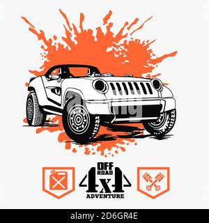 Off-Road-Auto und Elemente für T-Shirt und Emblem - Vektor Setzen Stock Vektor