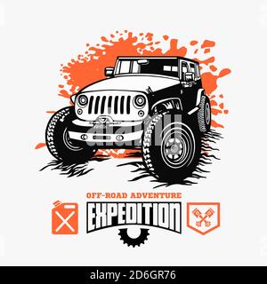 Off-Road-Auto und Elemente für T-Shirt und Emblem - Vektor Setzen Stock Vektor