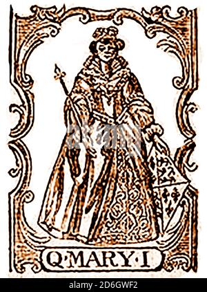 Ein Stich aus dem 18. Jahrhundert (1756) von Königin Maria von England Stockfoto