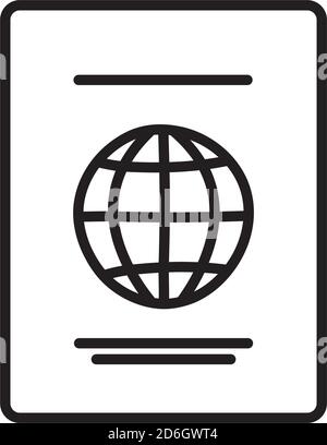 Passport-Symbol auf weißem Hintergrund, Linienstil, Vektorgrafik Stock Vektor