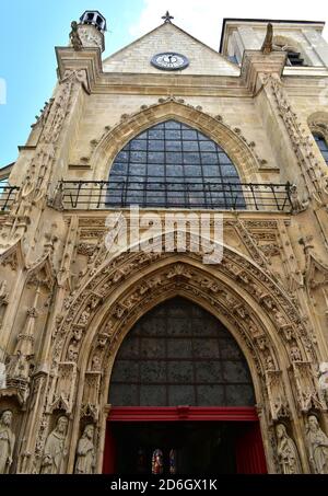 Eglise Saint-Merri, extravagante gotische Kirche in der Rue Saint-Martin. Paris, Frankreich. Stockfoto