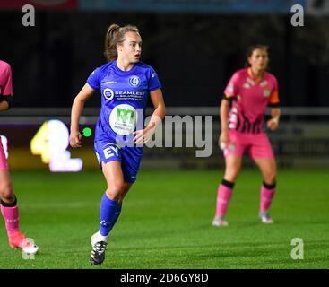 Oostakker, Belgien. Oktober 2020. Jasmien Mathys (12 Gent) während eines weiblichen Fußballspiels zwischen AA Gent Ladies und Sporting Charleroi Feminin am fünften Spieltag der Saison 2020 - 2021 der belgischen Scooore Womens Super League, freitag, 16. Oktober 2020 in Oostakker, Belgien. FOTO SPORTPIX.BE - David CATRY David Catry - Sportpix.be - SPP Quelle: SPP Sport Press Foto. /Alamy Live Nachrichten Stockfoto