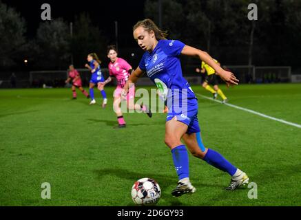 Oostakker, Belgien. Oktober 2020. Jasmien Mathys (12 Gent) während eines weiblichen Fußballspiels zwischen AA Gent Ladies und Sporting Charleroi Feminin am fünften Spieltag der Saison 2020 - 2021 der belgischen Scooore Womens Super League, freitag, 16. Oktober 2020 in Oostakker, Belgien. FOTO SPORTPIX.BE - David CATRY David Catry - Sportpix.be - SPP Quelle: SPP Sport Press Foto. /Alamy Live Nachrichten Stockfoto