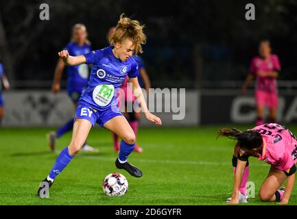 Oostakker, Belgien. Oktober 2020. Alixe Bosteels (16 Gent) im Bild während eines weiblichen Fußballspiels zwischen AA Gent Ladies und Sporting Charleroi Feminin am fünften Spieltag der Saison 2020 - 2021 der belgischen Scooore Womens Super League, freitag, 16. Oktober 2020 in Oostakker, Belgien . FOTO SPORTPIX.BE - David CATRY David Catry - Sportpix.be - SPP Quelle: SPP Sport Press Foto. /Alamy Live Nachrichten Stockfoto