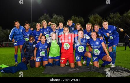 Gent's Spieler feiern nach dem Gewinn eines weiblichen Fußballspiels zwischen AA Gent Ladies und Sporting Charleroi Feminin am fünften Spieltag der Saison 2020 - 2021 der belgischen Scooore Womens Super League , freitag 16 Oktober 2020 in Oostakker , Belgien . FOTO SPORTPIX.BE / SPP / DAVID CATRY David Catry / Sportpix.be / SPP Stockfoto