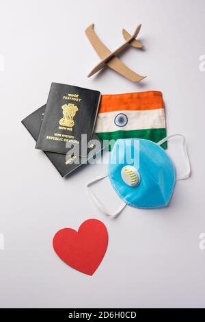 Reise- und Tourismuskonzept in Corona Pandemie - gestrandete Indianer Wir kommen wieder für eine Hochzeit oder Flitterwochen nach Indien Stockfoto