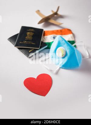 Reise- und Tourismuskonzept in Corona Pandemie - gestrandete Indianer Wir kommen wieder für eine Hochzeit oder Flitterwochen nach Indien Stockfoto