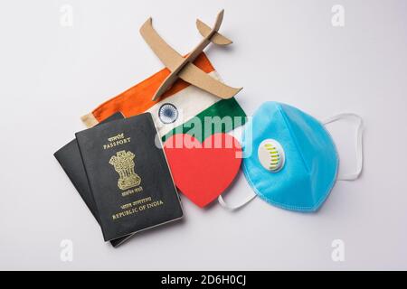 Reise- und Tourismuskonzept in Corona Pandemie - gestrandete Indianer Wir kommen wieder für eine Hochzeit oder Flitterwochen nach Indien Stockfoto
