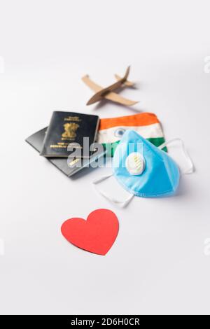 Reise- und Tourismuskonzept in Corona Pandemie - gestrandete Indianer Wir kommen wieder für eine Hochzeit oder Flitterwochen nach Indien Stockfoto