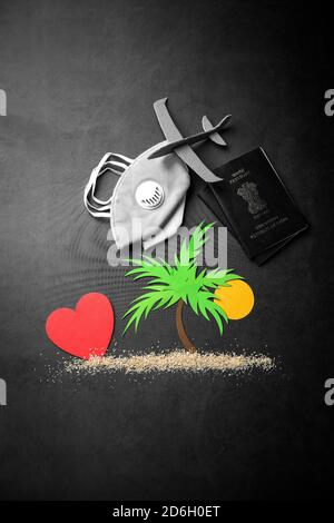 Reise- und Tourismuskonzept in Corona Pandemie - gestrandete Indianer Wir kommen wieder für eine Hochzeit oder Flitterwochen nach Indien Stockfoto