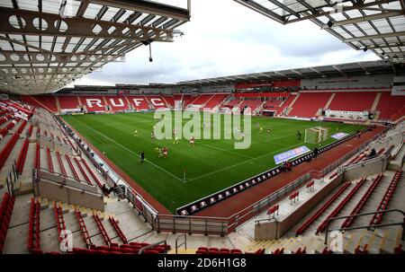 Ein Überblick über das Sky Bet Championship-Spiel zwischen Rotherham United und Norwich City im AESSEAL New York Stadium, Rotherham. Stockfoto