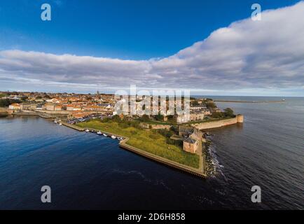 Luftaufnahme von Englands nördlichster Stadt Berwick upon Tweed, Northumberland Stockfoto