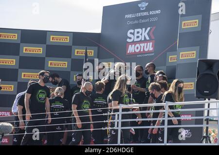 Estoril, Portugal, Italien. 17. Okt, 2020. estoril, portugal, Italien, 17 Okt 2020, Autodromo dell'Estoril 16-18 ottobre 2020 Rennen 1.Kawasaki Team während der 8. Runde Pirelli Estoril Round Race1 - World Superbike - SBK - Credit: LM/Otto Moretti Credit: Otto Moretti/LPS/ZUMA Wire/Alamy Live News Stockfoto