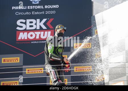 Estoril, Portugal, Italien. 17. Okt 2020. estoril, portugal, Italien, 17. Okt 2020, NÃ‚Â 1 Jonathan Rea GBR Kawasaki ZX-10RR Kawasaki Racing Team WorldSBK.''Prosecco'' während der 8. Runde Pirelli Estoril Round Race1 - World Superbike - SBK - Credit: LM/Otto Moretti Credit: Otto Moretti/LPS/ZUMA Wire/Alamy Live News Stockfoto