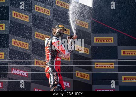 estoril, portugal, Italien, 17. Oktober 2020, 2. Platz Chaz Davies GBR Ducati Panigale V4R ARUBA.IT Racing - Ducati während der 8. Runde Pirelli Estoril Round Race1, World Superbike - SBK - Credit: LM/Otto Moretti/Alamy Live News Stockfoto