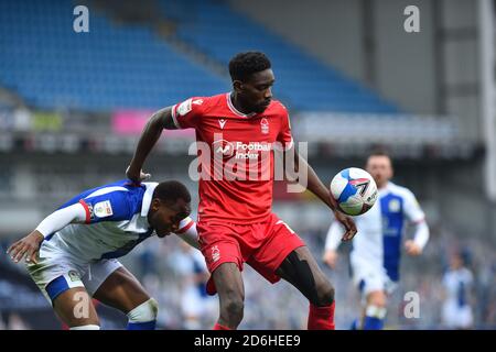 Blackburn, Großbritannien. oktober 2020. Sammy Ameobi aus Nottingham Forest während des Sky Bet Championship Matches zwischen Blackburn Rovers und Nottingham Forest im Ewood Park, Blackburn am Samstag, 17. Oktober 2020. (Kredit: Pat Scaasi - MI News ) Kredit: MI Nachrichten & Sport /Alamy Live Nachrichten Stockfoto