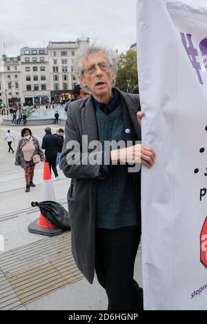 London, Großbritannien. Oktober 2020. Piers Corbyn am Covid 19 Anti-Lockdown, Impfstoffe, Masken und 5G Protest. Kredit: Matthew Chattle/Alamy Live Nachrichten Stockfoto