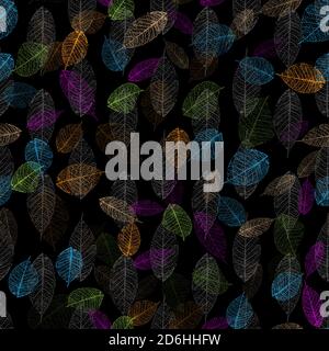 Blätter bunt nahtlose Muster. Vektor, . Stock Vektor