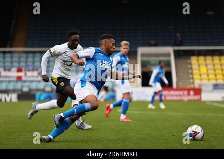 PETERBOROUGH, ENGLAND. OKTOBER 2020. Während des Sky Bet League 1-Spiels zwischen Peterborough und Oxford United in London Road, Peterborough am Samstag, 17. Oktober 2020. (Kredit: James HolyOak, Mi News) Kredit: MI Nachrichten & Sport /Alamy Live Nachrichten Stockfoto