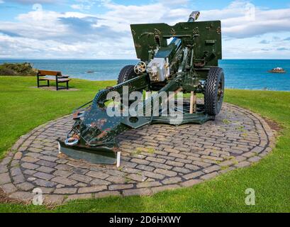 Ein 25-Pfünder britischen Militärfeld Artillerie Kanone, Dunbar, East Lothian, Schottland, Großbritannien Stockfoto