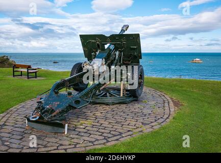 Ein 25-Pfünder britischen Militärfeld Artillerie Kanone, Dunbar, East Lothian, Schottland, Großbritannien Stockfoto