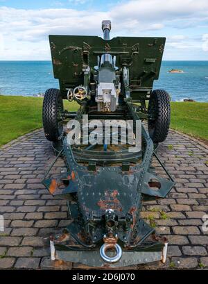 Ein 25-Pfünder britischen Militärfeld Artillerie Kanone, Dunbar, East Lothian, Schottland, Großbritannien Stockfoto