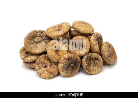 Getrocknete Feigen auf isoliertem weißem Hintergrund Stockfoto