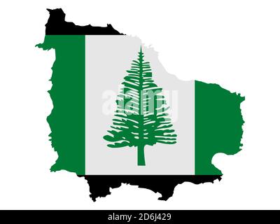 Flagge in Form des geographischen Landes, Norfolk Island, Australien und Neuseeland, Ozeanien Stockfoto