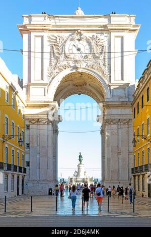 Triumphbogen Arco da Rua Augusta, Lissabon, Portugal Stockfoto