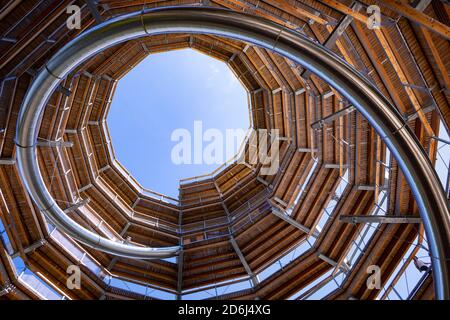 Aussichtsturm am Baumkeulerweg Salzkammergut am Grünberg, Gmunden, Salzkammergut, Oberösterreich, Österreich Stockfoto