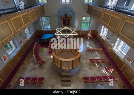 Innenansicht einer Synagoge, Schändung 1938, 1994 wiedereröffnet, Ermreuth, Oberfranken, Bayern, Deutschland Stockfoto