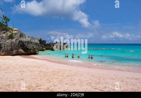 Horseshoe Beach, einer der berühmtesten Strände auf Bermuda Island Stockfoto