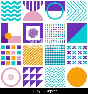 Geometrische einfache Formen minimal nahtlose Muster auf weißem Hintergrund. Vektorgrafik Stock Vektor