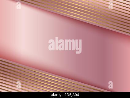 Abstrakte goldene Linie auf Streifen rosa Gold Hintergrund Vorlage Design. Vektorgrafik Stock Vektor