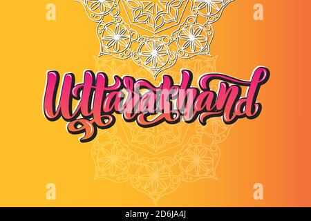 Uttarakhand handschriftliche Stock-Schrift Typografie. Staaten von Indien. Stock Vektor