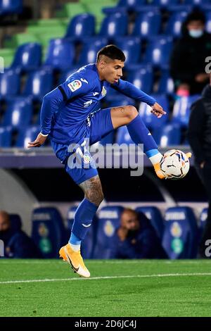 GETAFE, SPANIEN - OKTOBER 17: Mathias Olivera von Getafe FC beim La Liga Santander Match zwischen Getafe CF und FC Barcelona im Coliseum Alfonso Perez am 17,2020. Oktober in Getafe, Spanien. (Foto von Perez Meca/MB Media) Stockfoto