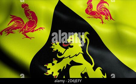 3D-Illustration einer wallonischen Flagge der belgischen Provinz Brabant (Belgien) Stockfoto