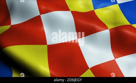 3D-Illustration einer schwenkenden belgischen Provinzflagge von Antwerpen Provinz (Belgien) Stockfoto
