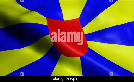 3D-Illustration einer winkenden Flagge der belgischen Provinz im Westen (Land Belgien) Stockfoto