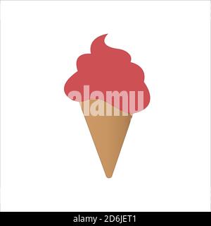 Erdbeeren Eiscreme in braun oder Schokoladenkonus, Flat Design Style Eiscreme Stock Vektor