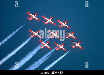 Canadian Forces Snowbirds - Royal Canadian Air Force fliegen über Port Huron, Michigan an der Grenze zu Kanada Stockfoto