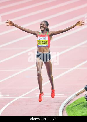 Beatrice Chepkoech (Kenia). 3000 m Hindernislauf Goldmedaille. IAAF Leichtathletik WM, Doha 2019 Stockfoto