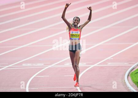 Beatrice Chepkoech (Kenia). 3000 m Hindernislauf Goldmedaille. IAAF Leichtathletik WM, Doha 2019 Stockfoto